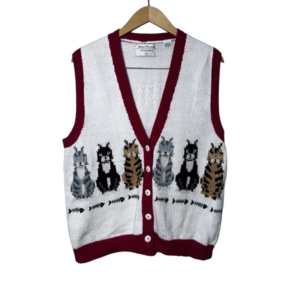 Vintage Jackets & Blazers - SOLD Vintage Marisa Christina Vneck Knit Button Front Vest Size Large